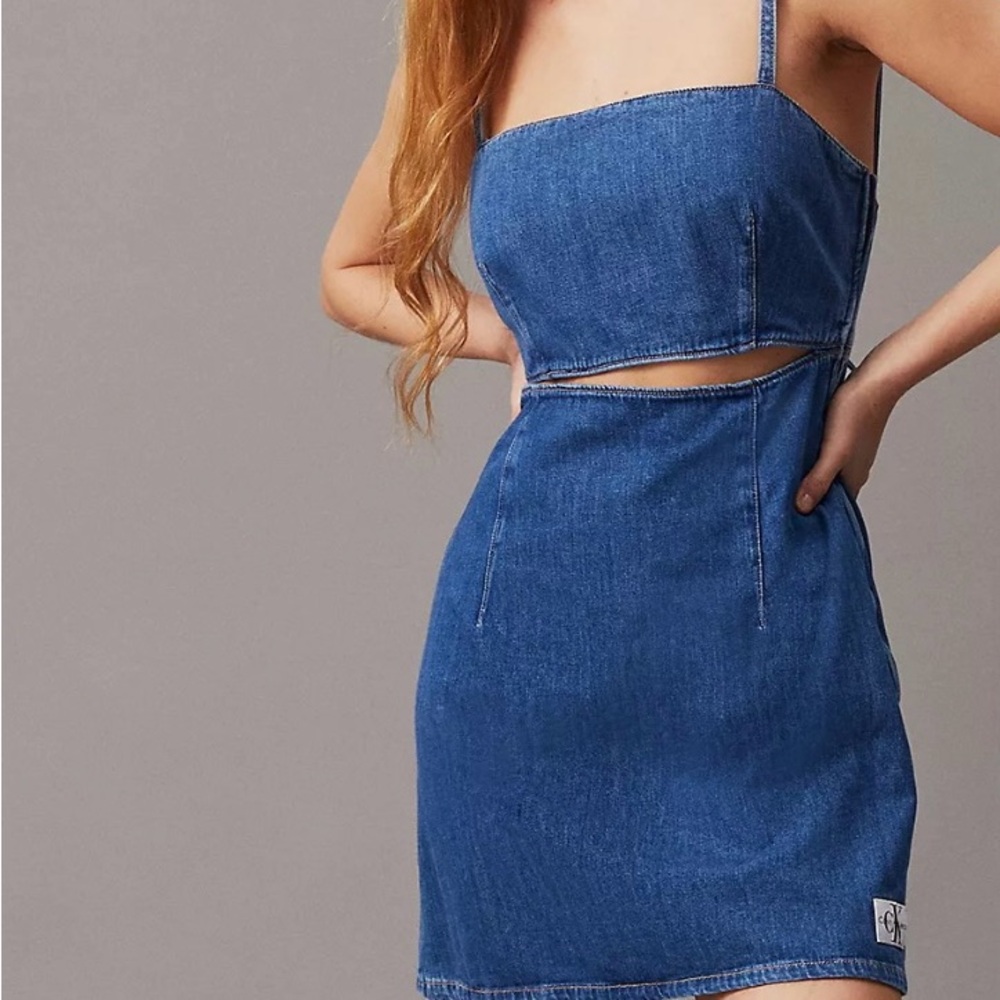 Calvin Klein  Denim Cutout Mini Dress